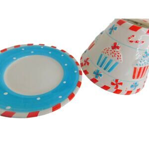 Chelsea Home Imports Christmas Candle Shade and Plate Peppermint Cupcake